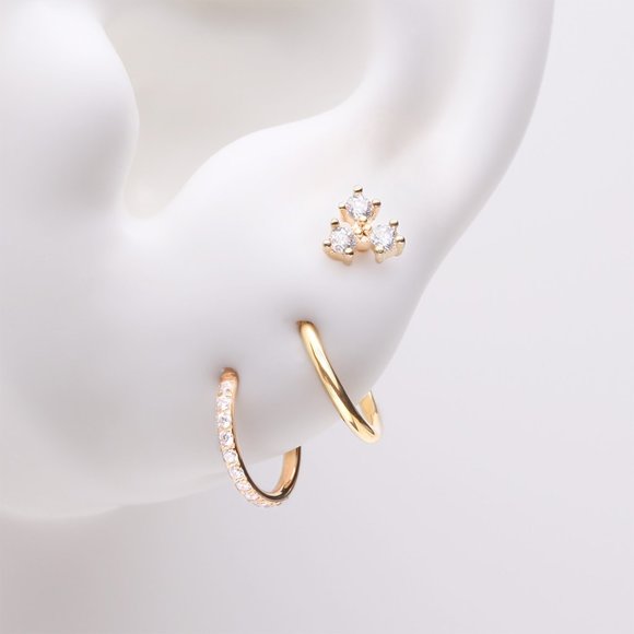 3 Pcs of Assorted Everyday Golden Sparkle Trinity Stud x Clicker Package - Picture 1 of 3